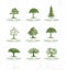 Landscape Design Workshop Identity Tree Collection. Artisan Custom Stamp Vector Design Element On Rough Background.