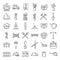 Landscape designer icons set, outline style