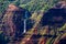 Landscape detail of Waipoo waterfall in Waimea canyon, Kauai