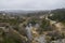 Landscape drone aerial view of Vale do Rossim dam in Serra da Estrela, Portugal