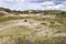 Landscape with dunes under a clouded sky, national park Meijendel