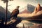 Landscape with a eagle, poetic scenery background