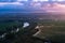 Landscape with Ebro river at sunrise, El Cortijo, La Rioja in Spain