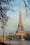 Landscape with eiffel tower, Seine river and Bir Hakeim bridge