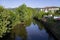 The landscape of Elizondo in Navarra with the BaztÃ¡n river