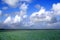 landscape of emerald green ocean with blue skies in Islamorada in the Florida Keys