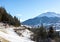 Landscape of the Engadine valley  in a sunny winter day, Graubunden canton, Swiss alps, Switzerland