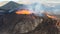 Landscape of erupting Mauna Loa Volcano in Hawaii with smoke and blue sky horizon