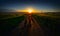 Landscape with fields at sunrise