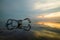 Landscape. Fisherman boat jukung. Traditional fishing boat at the beach during sunrise. Sanur beach, Bali, Indonesia