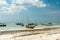 Landscape with fishing boats on the shore, Zanzibar