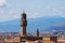 Landscape of Florence in Italy with the ancient tower of Old Palace called Palazzo Vecchio in Italian Languag