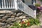 Landscape flowers and porch steps