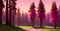 Landscape Forest Jungle Painting Illustration Colorful Enchanted trees dreamy nature Generative AI