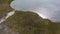 Landscape of the forest-tundra and the sandy river bank, bird`s eye view.Arctic Circle, tunda. Beautiful landscape of  tundra fro