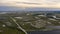 Landscape of the forest-tundra and the sandy river bank, bird`s eye view.Arctic Circle, tunda. Beautiful landscape of  tundra fro