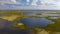 Landscape of the forest-tundra and the sandy river bank, bird`s eye view.Arctic Circle, tunda. Beautiful landscape of  tundra fro