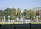 Landscape of fountain at wasserturm Water tower Mannheim Baden Wurttemburg Germany