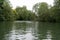 Landscape with French Clain river in Poitiers France through forest