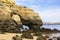 Landscape gold grottos coast of Lagos in the Algarve and the Atlantic Ocean