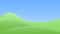 Landscape of green fields, hills and bright blue sky 3D illustration