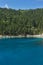 Landscape with Green Forest around Foki Fiskardo Beach, Kefalonia, Ionian islands, Greece