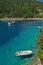 Landscape with Green Forest around Foki Fiskardo Beach, Kefalonia, Ionian islands, Greece