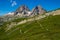 Landscape of green hills in charamillon gondola rcky alps in haute savoie in France