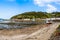 Landscape of the harbour of Fishguard coastal town harbour bay on Saint George`s Channel in the Celtic Sea in Pembrokeshire,Wales