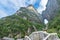 Landscape of The Heaven Gate of Tianmen Mountain National Park with 999 step stairway on a cloudy day Zhangjiajie