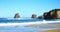 Landscape of Hendaye beach with a view on the famous twin rocks