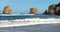 Landscape of Hendaye beach with a view on the famous twin rocks