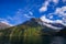 Landscape of high mountain glacier at milford sound, New Zealand