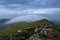 Landscape with high mountains. Amazing foggy summer morning. The early morning mist. A place to relax in the Carpathian Park,