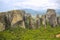 Landscape of high and strong rocks in mountain Meteora