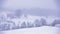 Landscape with hills and fields during snow storm, mountain Kozomor
