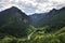 Landscape with hills, mountains, river, woods. Stunning view of Montenegro