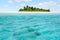 Landscape of Honeymoon island in Aitutaki Lagoon Cook Islands