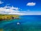 Landscape of Honolua Bay Maui Hawaii Snorkeling coral reefs in marine preserve