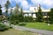 Landscape with hotel in Tatras.