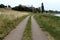 Landscape with houses and trail