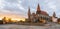 Landscape with Hunyad Corvin medieval castle in the sunrise light,