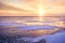 Landscape of Ice hummock and cracks at frozen lake Baikal