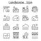 Landscape icon set in thin line style
