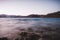 Landscape image of Pangong lake with mountains view