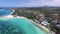 Landscape with Indian ocean and seaside in Belle Mare, Mauritius. Beach Sand and Coastline.