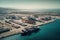 Landscape of international sea port with cargo of goods and ship containers Generative AI Illustration
