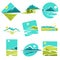 Landscape isolated icons corporate identity template mountains