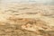 Landscape of israel negev desert. Sand background and blue summer sky