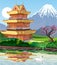 Landscape - Japanese pagoda by the lake.